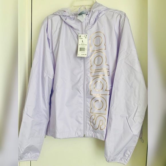 Adidas Women’s Purple Tint Activewear Windbreaker Jacket Size Large - Picture 2 of 5
